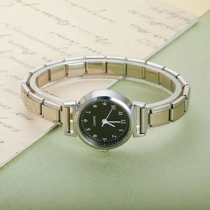 Signature Classic Round Watch with Crisp Numerals — Italian Charm Watch Bracelet