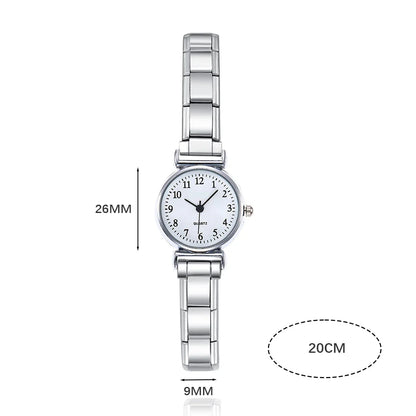 Signature Classic Round Watch with Crisp Numerals — Italian Charm Watch Bracelet