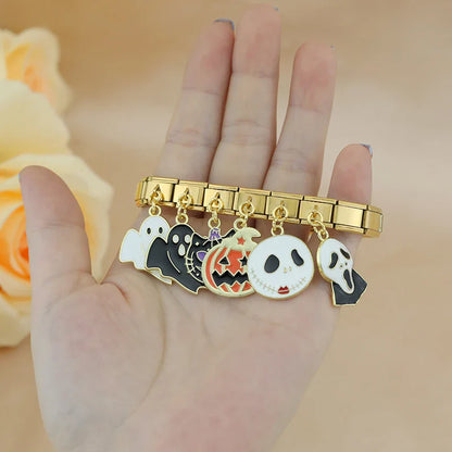 Golden Glaze Halloween Pumpkin & Cross Charms