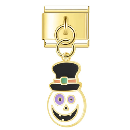Golden Glaze Halloween Pumpkin & Cross Charms