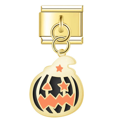 Golden Glaze Halloween Pumpkin & Cross Charms