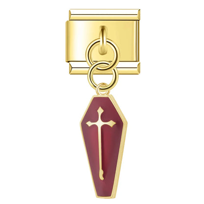 Golden Glaze Halloween Pumpkin & Cross Charms