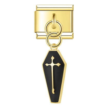 Golden Glaze Halloween Pumpkin & Cross Charms