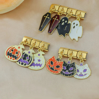 Golden Glaze Halloween Pumpkin & Cross Charms