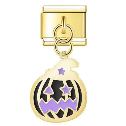Golden Glaze Halloween Pumpkin & Cross Charms