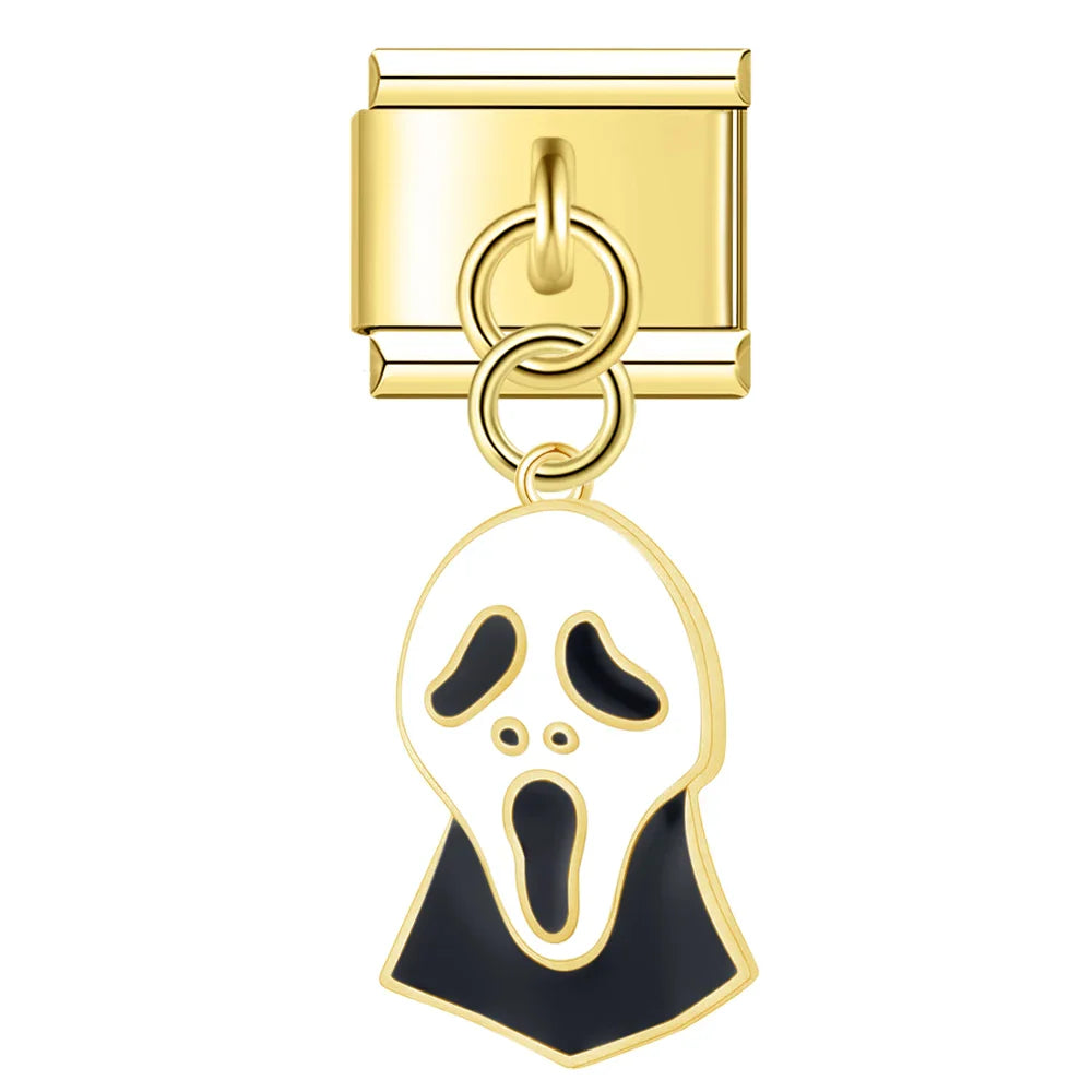 Golden Glaze Halloween Pumpkin Cross charms