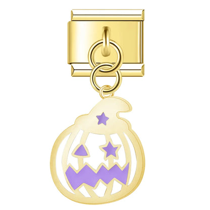 Golden Glaze Halloween Pumpkin & Cross Charms