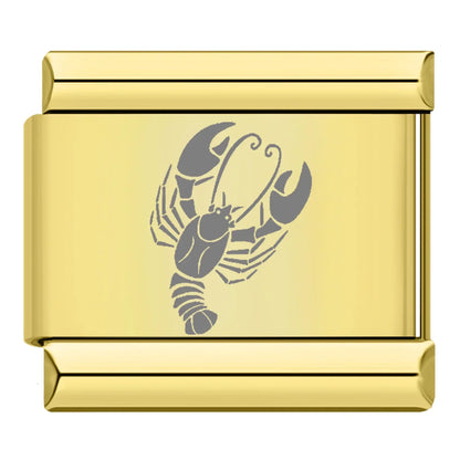 Gold Zodiac Constellation Italian Charms — All 12 Star Signs Laser Engraved Bracelet Links