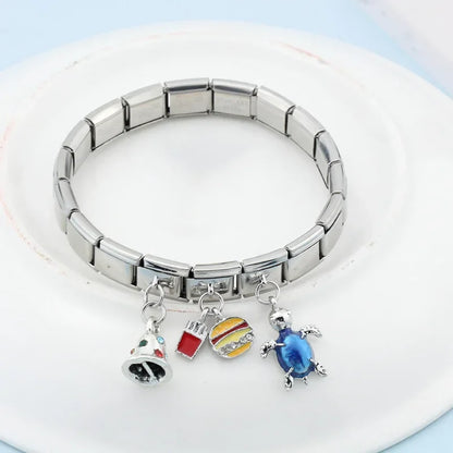 Enamel Holly & Christmas Wreath Dangle Charm for Charm Bracelets