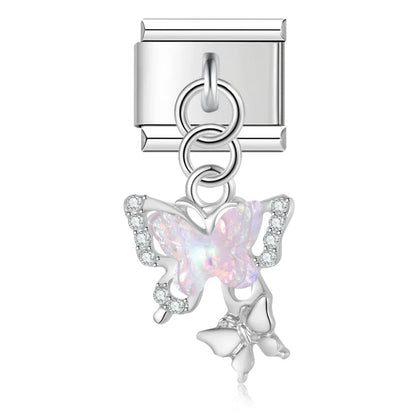 Enamel Holly & Christmas Wreath Dangle Charm for Charm Bracelets