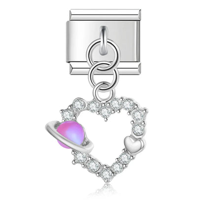 Enamel Holly & Christmas Wreath Dangle Charm for Charm Bracelets