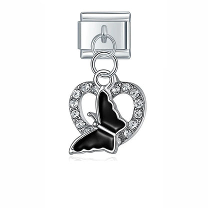 Enamel Holly & Christmas Wreath Dangle Charm for Charm Bracelets