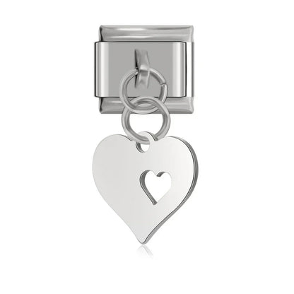 Elephant, Wing, Cat, Heart & Claw Silhouette Dangle Italian Charms — Silver Silhouette Dangle Links