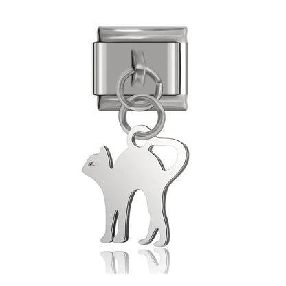 Elephant, Wing, Cat, Heart & Claw Silhouette Dangle Italian Charms — Silver Silhouette Dangle Links