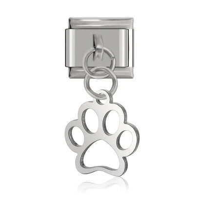 Elephant, Wing, Cat, Heart & Claw Silhouette Dangle Italian Charms — Silver Silhouette Dangle Links