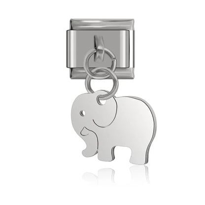 Elephant, Wing, Cat, Heart & Claw Silhouette Dangle Italian Charms — Silver Silhouette Dangle Links