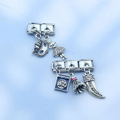 The Girl, Mask, Eye & Passport Dangle Charm