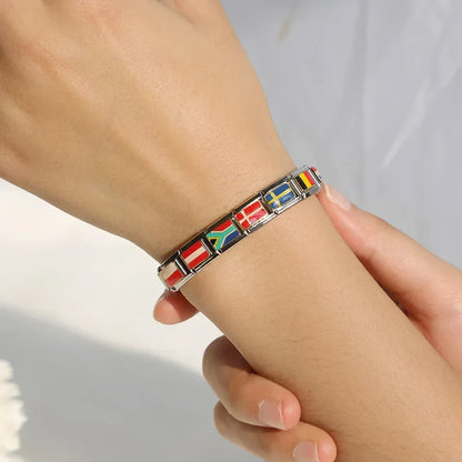 National Flags of the World Italian Charms — Country Flag Enamel Bracelet Links
