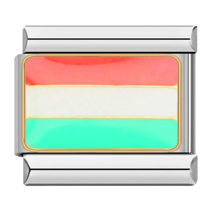 National Flags of the World Italian Charms — Country Flag Enamel Bracelet Links