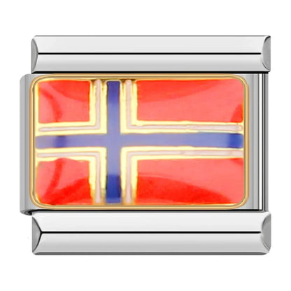 National Flags of the World Italian Charms — Country Flag Enamel Bracelet Links