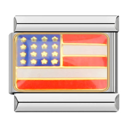 National Flags of the World Italian Charms — Country Flag Enamel Bracelet Links