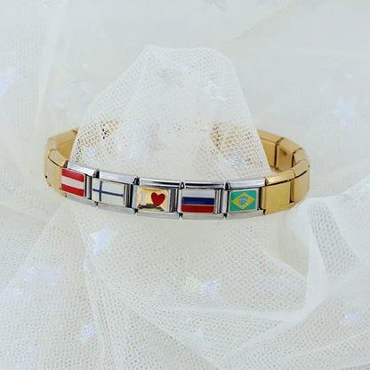 National Flags of the World Italian Charms — Country Flag Enamel Bracelet Links