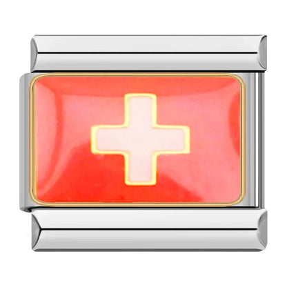 National Flags of the World Italian Charms — Country Flag Enamel Bracelet Links