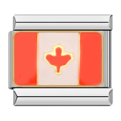 National Flags of the World Italian Charms — Country Flag Enamel Bracelet Links