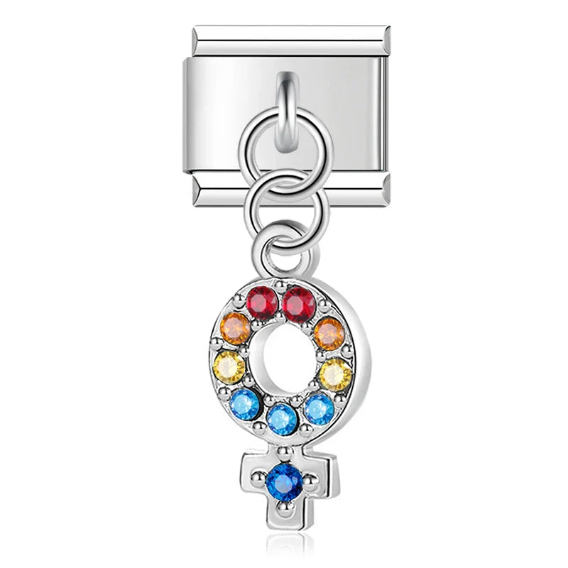 Moon Flower Lightning Heart Rhinestone charms