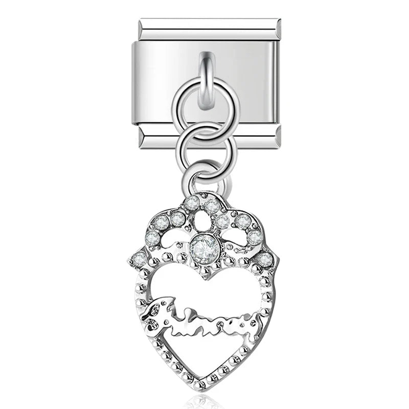 Moon Flower Lightning Heart Rhinestone charms
