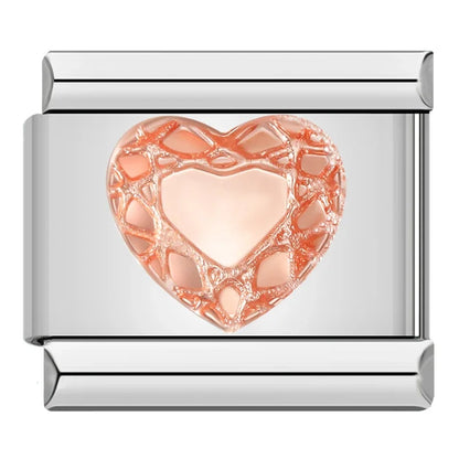 Romantic Heart & Love Italian Charms — Crystal, Engraved, Gold, Silver & Rose Gold Links