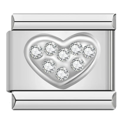 Romantic Heart & Love Italian Charms — Crystal, Engraved, Gold, Silver & Rose Gold Links