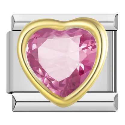 Romantic Heart & Love Italian Charms — Crystal, Engraved, Gold, Silver & Rose Gold Links