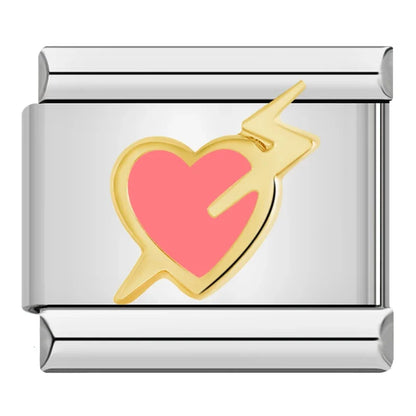 Romantic Heart & Love Italian Charms — Crystal, Engraved, Gold, Silver & Rose Gold Links