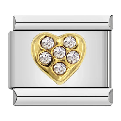 Romantic Heart & Love Italian Charms — Crystal, Engraved, Gold, Silver & Rose Gold Links