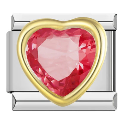 Romantic Heart & Love Italian Charms — Crystal, Engraved, Gold, Silver & Rose Gold Links