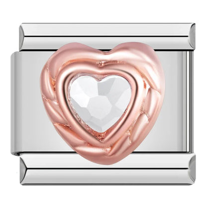 Romantic Heart & Love Italian Charms — Crystal, Engraved, Gold, Silver & Rose Gold Links