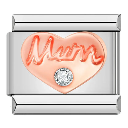 Romantic Heart & Love Italian Charms — Crystal, Engraved, Gold, Silver & Rose Gold Links