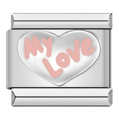 Romantic Heart & Love Italian Charms — Crystal, Engraved, Gold, Silver & Rose Gold Links