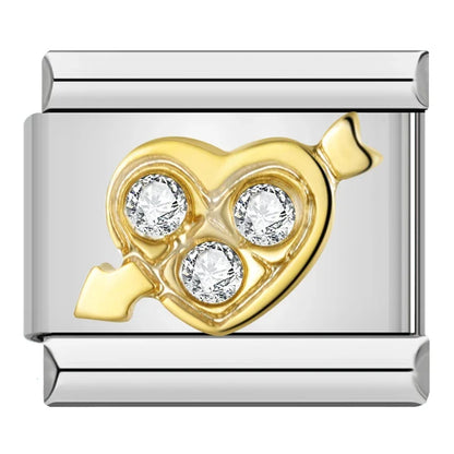 Romantic Heart & Love Italian Charms — Crystal, Engraved, Gold, Silver & Rose Gold Links