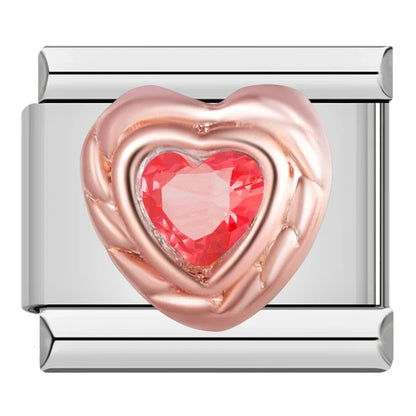 Romantic Heart & Love Italian Charms — Crystal, Engraved, Gold, Silver & Rose Gold Links
