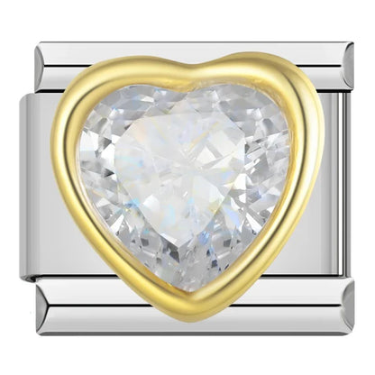 Romantic Heart & Love Italian Charms — Crystal, Engraved, Gold, Silver & Rose Gold Links