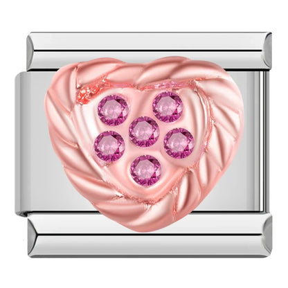 Romantic Heart & Love Italian Charms — Crystal, Engraved, Gold, Silver & Rose Gold Links