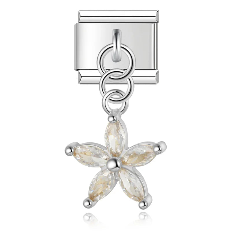 Elegant crystal charms silver&gold