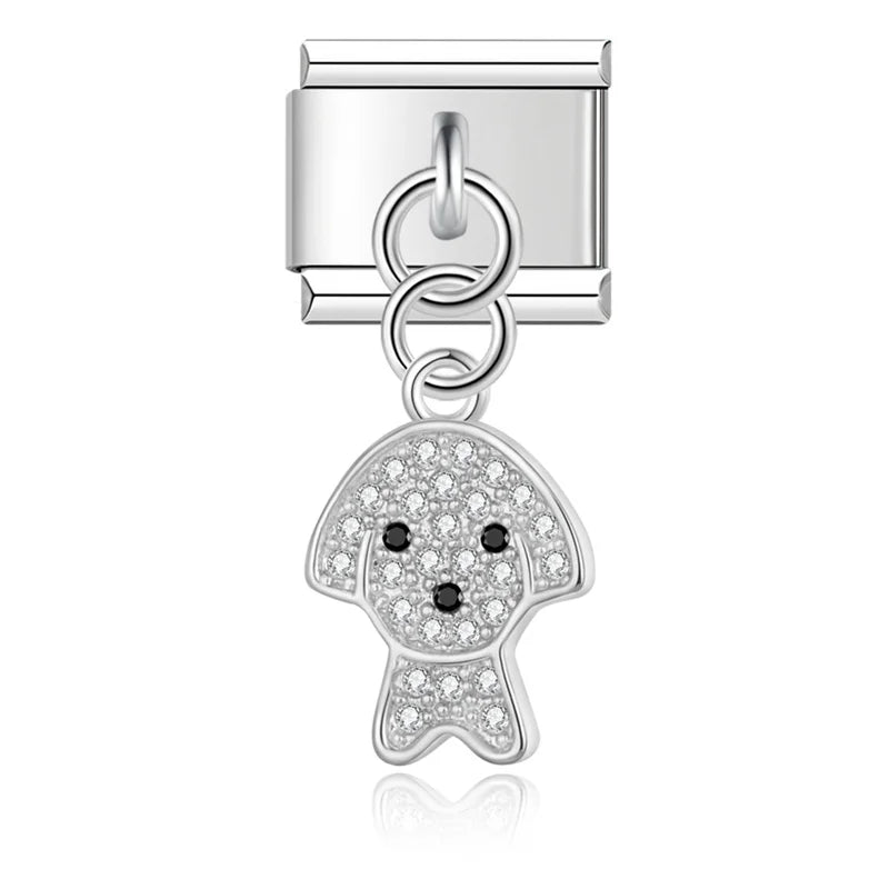 Elegant crystal charms silver&gold