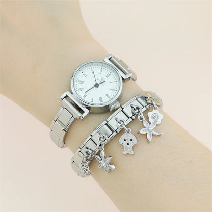 Elegant Crystal Dangle Italian Charms — Silver & Gold CZ Drop Pendant Charm Links