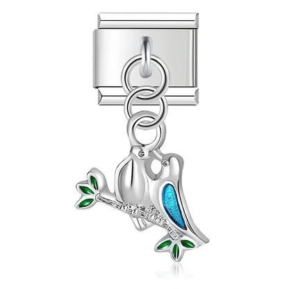 The Birds, Flower, Pizza, Cactus & Headset Dangle Charm in Silver