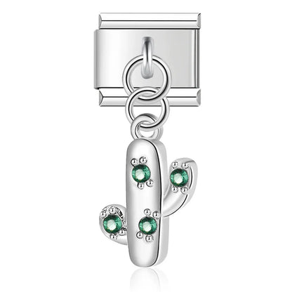 The Birds, Flower, Pizza, Cactus & Headset Dangle Charm in Silver