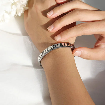 Black Letter Initial Italian Charms A–Z — Bold Alphabet Personalised Bracelet Links