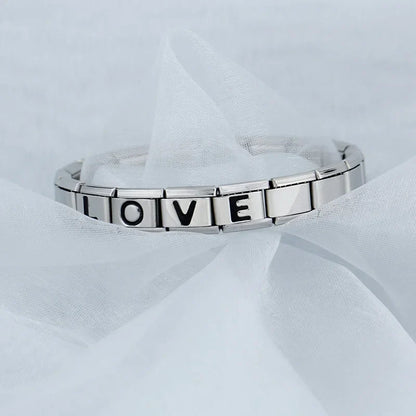 Black Letter Initial Italian Charms A–Z — Bold Alphabet Personalised Bracelet Links